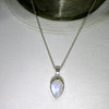 Rainbow Moonstone Pendant | Blue Flash | Cabochon Teardrop | 925 Sterling Silver | Bezel Set | Open Back | Cancer Libra Scorpio | Genuine Gems from Crystal Heart Melbourne Australia 1986