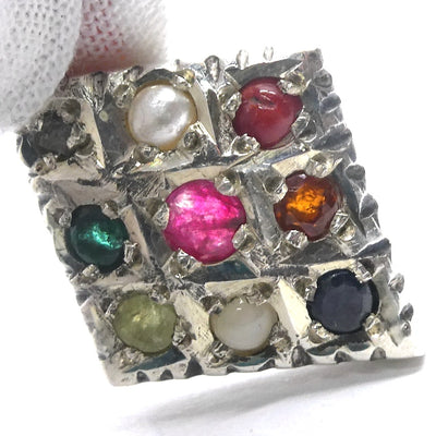 Navrattan Navaratna Pendant | 9 planetary Gemstones | 925 Sterling Silver | Genuine Gems from Crystal Heart Melbourne Australia since 1986