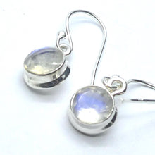Load image into Gallery viewer, Natural Rainbow Moonstone Earrings | Dainty Round Faceted Gemstones | Super Quality | Transparency with Blue Flashes | 925 Sterling Silver |  Cancer Libra Scorpio Stone | Genuine Gems from Crystal Heart Melbourne Australia 1986