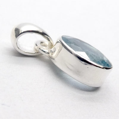 Aquamarine Pendant | Dainty Faceted Oval | 925 Sterling Silver | Bezel Set, Open Back | Emotional peace, guidance, integration | Crystal Heart Melbourne Australia est 1986