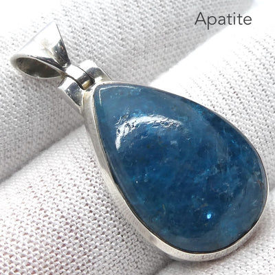 Blue Apatite Pendant | Oval Cabochon | 925 Sterling Silver | Meditative | Emotional calm | Looking Deeper | Genuine Gems from Crystal Heart Melbourne since 1986