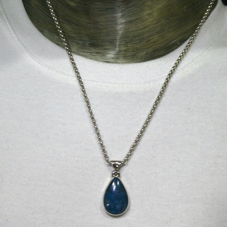 Blue Apatite Pendant | Oval Cabochon | 925 Sterling Silver | Meditative | Emotional calm | Looking Deeper | Genuine Gems from Crystal Heart Melbourne since 1986