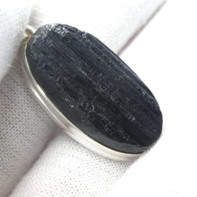 Load image into Gallery viewer, Tourmaline Pendant, Raw Black Oval, 925 Sterling Silver, r1