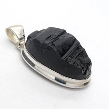 Load image into Gallery viewer, Black Tourmaline Pendant | Raw unpolished crystal | Oval shape | Bezel set | 925 Sterling Silver | Genuine Gems from Crystal Heart Melbourne Australia since 1986
