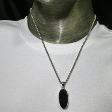 Load image into Gallery viewer, Tourmaline Pendant, Raw Black Oval, 925 Sterling Silver, r1