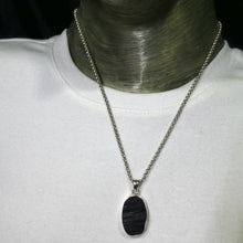 Load image into Gallery viewer, Black Tourmaline Pendant | Raw unpolished crystal | Oval shape | Bezel set | 925 Sterling Silver | Genuine Gems from Crystal Heart Melbourne Australia since 1986