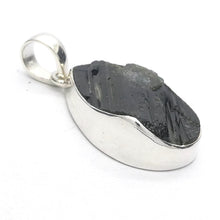 Load image into Gallery viewer, Black Tourmaline Pendant | Raw unpolished crystal | Deep Green Blue Teardrop | Bezel set | 925  Silver |  Crystal Heart Melbourne Australia est 1986