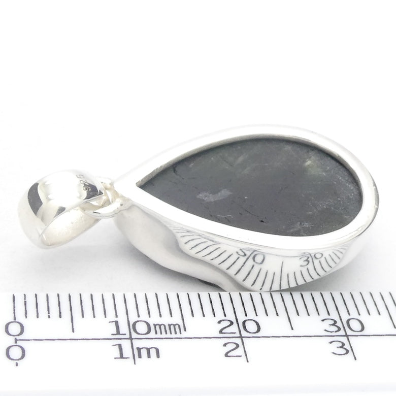 Black Tourmaline Pendant | Raw unpolished crystal | Deep Green Blue Teardrop | Bezel set | 925  Silver |  Crystal Heart Melbourne Australia est 1986