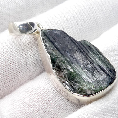 Black Tourmaline Pendant | Raw unpolished crystal | Deep Purple Teardrop | Bezel set | 925  Silver |  Crystal Heart Melbourne Australia est 1986