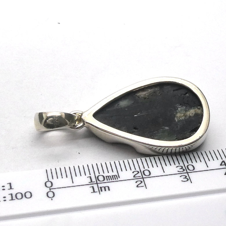 Black Tourmaline Pendant | Raw unpolished crystal | Deep Purple Teardrop | Bezel set | 925  Silver |  Crystal Heart Melbourne Australia est 1986