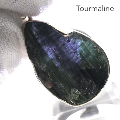 Black Tourmaline Pendant | Raw unpolished crystal | Deep Purple Teardrop | Bezel set | 925  Silver |  Crystal Heart Melbourne Australia est 1986