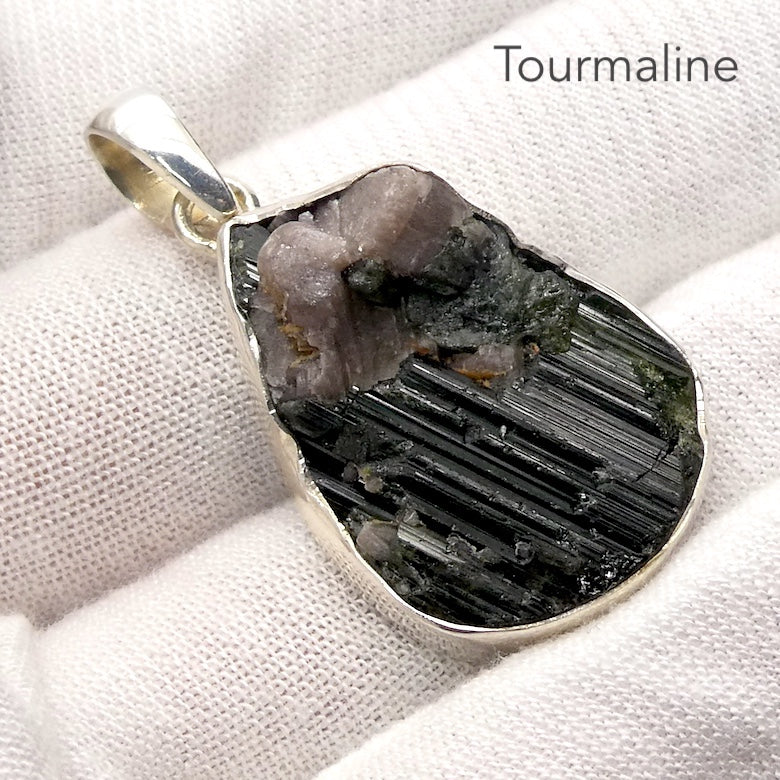 Black Tourmaline Pendant | Raw unpolished crystal | Green, Blue, Pink Purple | Bezel set | 925  Silver |  Crystal Heart Melbourne Australia est 1986