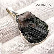 Load image into Gallery viewer, Black Tourmaline Pendant | Raw unpolished crystal | Green, Blue, Pink Purple | Bezel set | 925  Silver |  Crystal Heart Melbourne Australia est 1986