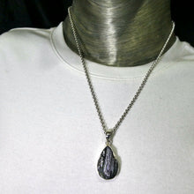 Load image into Gallery viewer, Black Tourmaline Pendant | Raw unpolished crystal | Deep Purple Teardrop | Bezel set | 925  Silver |  Crystal Heart Melbourne Australia est 1986
