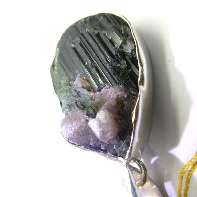 Black Tourmaline Pendant | Raw unpolished crystal | Green, Blue, Pink Purple | Bezel set | 925  Silver |  Crystal Heart Melbourne Australia est 1986