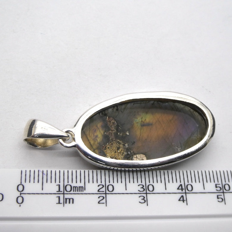 Rainbow Labradorite  Pendant | Spectrolite | Oval Cabochon | 925 Sterling Silver | Rainbow Fire | Genuine Gems from Crystal Heart Melbourne Australia since 1986