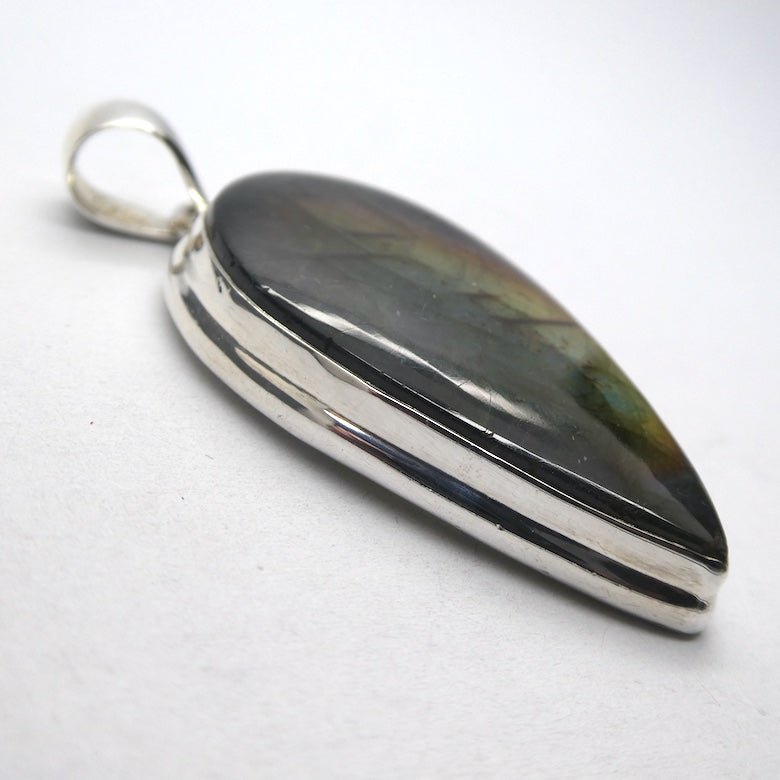 Rainbow Labradorite  Pendant | Spectrolite | Teardrop Cabochon | 925 Sterling Silver | Rainbow Fire | Genuine Gems from Crystal Heart Melbourne Australia since 1986