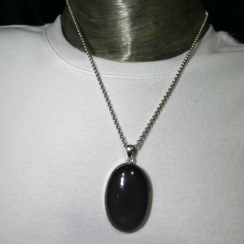 Rainbow Obsidian Pendant | Large Oval | 925 Sterling Silver | Harmonious Empowerment | Genuine Gems from Crystal Heart Melbourne Australia since 1986
