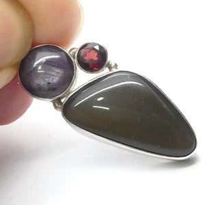 Gold Sheen Obsidian Pendant | Star Ruby | Garnet | 925 Sterling Silver | Harmonious Empowerment | Genuine Gems from Crystal Heart Melbourne Australia since 1986