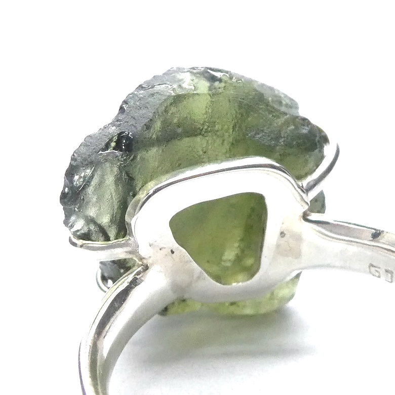 Moldavite Ring | Genuine Large Raw Nugget | 925 Sterling Silver | US Size 8.75 | Aus Size R | Green Obsidian | Chechya | Intense Heart Transformation | Scorpio | Crystal Heart Melbourne Australia 1986