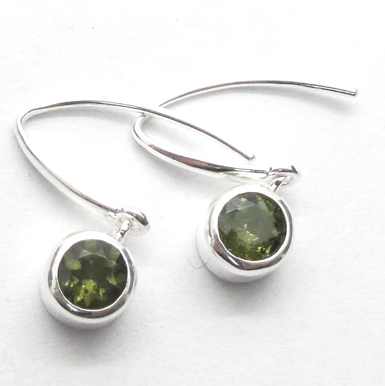 Moldavite Earring |DIN | 925 Sterling Silver | Dainty Faceted Rounds | Green Obsidian | Chechya | Intense Heart Transformation | Scorpio | Crystal Heart Melbourne Australia 1986
