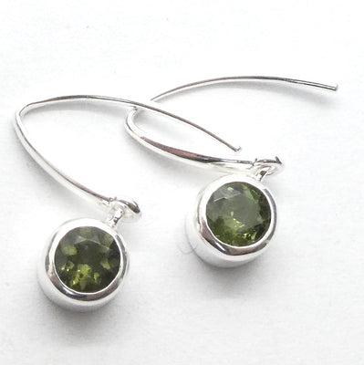 Moldavite Earring |DIN | 925 Sterling Silver | Dainty Faceted Rounds | Green Obsidian | Chechya | Intense Heart Transformation | Scorpio | Crystal Heart Melbourne Australia 1986