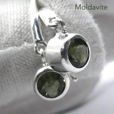 Moldavite Earring |DIN | 925 Sterling Silver | Dainty Faceted Rounds | Green Obsidian | Chechya | Intense Heart Transformation | Scorpio | Crystal Heart Melbourne Australia 1986
