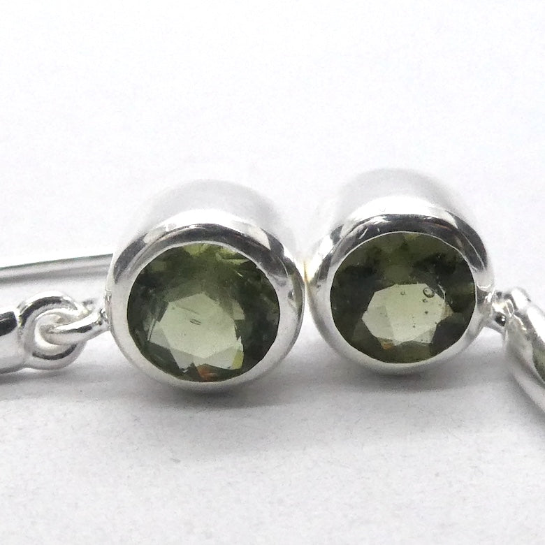 Moldavite Earring |DIN | 925 Sterling Silver | Dainty Faceted Rounds | Green Obsidian | Chechya | Intense Heart Transformation | Scorpio | Crystal Heart Melbourne Australia 1986