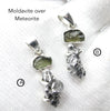 Moldavite Pendant over Metal Meteorite, 925 Sterling Silver