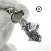 Moldavite Pendant over Metal Meteorite, 925 Sterling Silver