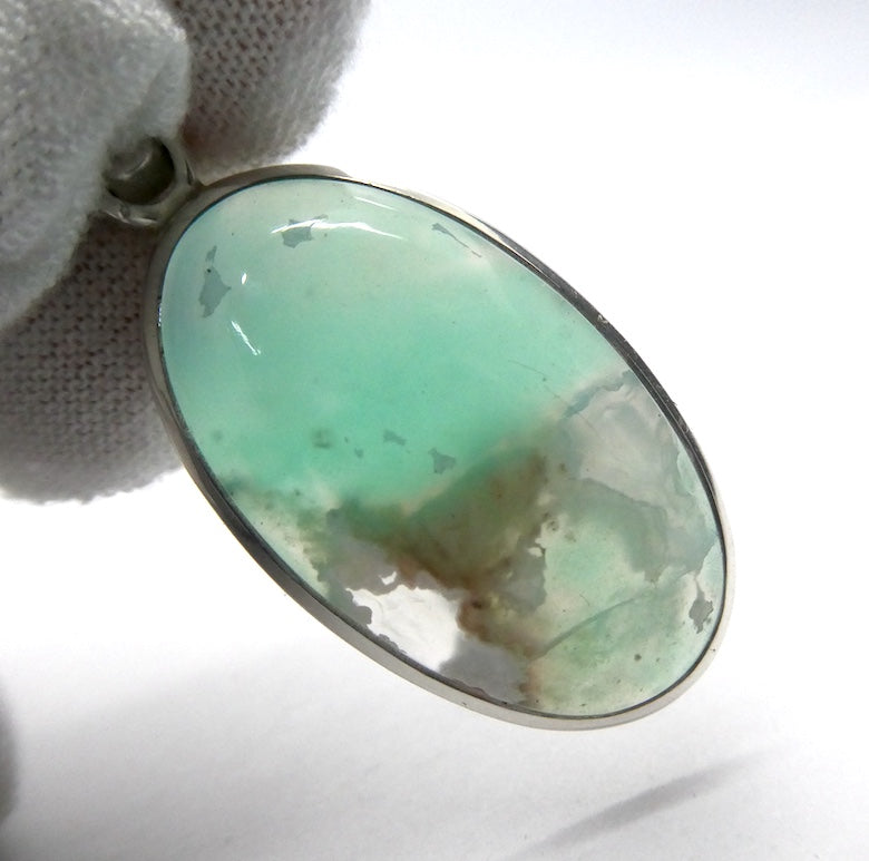 Aquaprase Pendant | Oval Cabochon | 925 Sterling Silver | Revitalise and calm emotions and communication | Genuine Gemstones from Crystal Heart Melbourne Australia since 1986