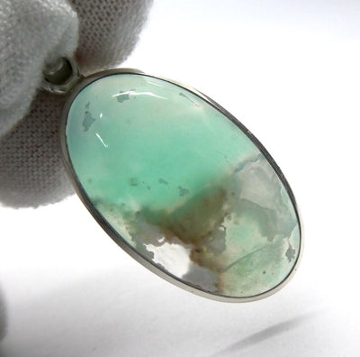 Aquaprase Pendant | Oval Cabochon | 925 Sterling Silver | Revitalise and calm emotions and communication | Genuine Gemstones from Crystal Heart Melbourne Australia since 1986
