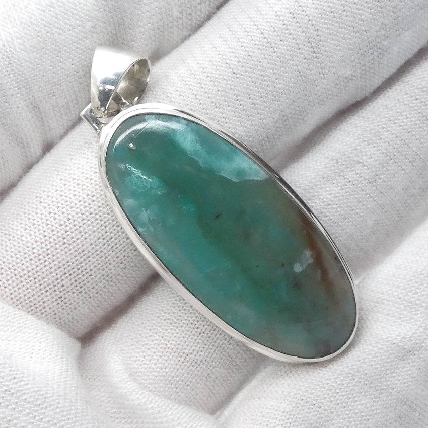 Aquaprase Pendant | Oval Cabochon | 925 Sterling Silver | Revitalise and calm emotions and communication | Genuine Gemstones from Crystal Heart Melbourne Australia since 1986