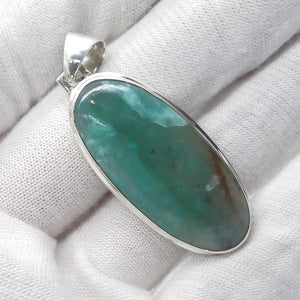 Aquaprase Pendant | Oval Cabochon | 925 Sterling Silver | Revitalise and calm emotions and communication | Genuine Gemstones from Crystal Heart Melbourne Australia since 1986