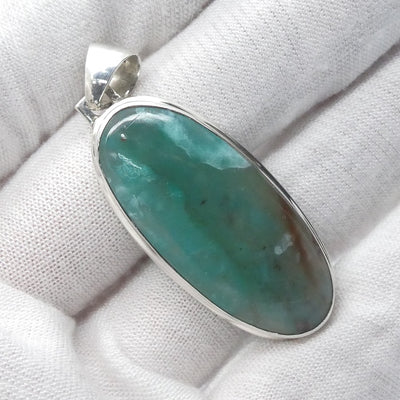 Aquaprase Pendant | Oval Cabochon | 925 Sterling Silver | Revitalise and calm emotions and communication | Genuine Gemstones from Crystal Heart Melbourne Australia since 1986