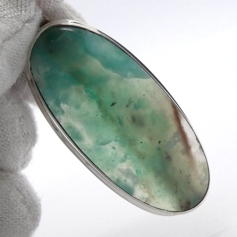 Aquaprase Pendant | Oval Cabochon | 925 Sterling Silver | Revitalise and calm emotions and communication | Genuine Gemstones from Crystal Heart Melbourne Australia since 1986