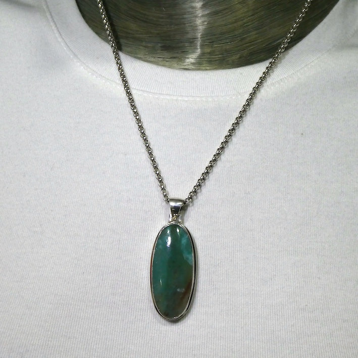 Aquaprase Pendant | Oval Cabochon | 925 Sterling Silver | Revitalise and calm emotions and communication | Genuine Gemstones from Crystal Heart Melbourne Australia since 1986