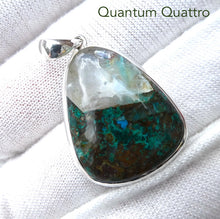 Load image into Gallery viewer, Quantum Quattro Pendant | 925 Sterling Silver | Gem Silica | Dioptase | Malachite | Shattuckite | Evolution | Destiny | Focus | Shamanism | Genuine Gems from Crystal Heart Melbourne Australia since 1986
