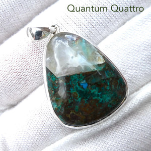 Quantum Quattro Pendant | 925 Sterling Silver | Gem Silica | Dioptase | Malachite | Shattuckite | Evolution | Destiny | Focus | Shamanism | Genuine Gems from Crystal Heart Melbourne Australia since 1986
