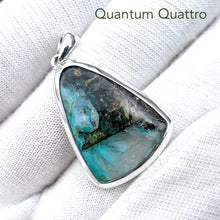 Load image into Gallery viewer, Quantum Quattro Pendant | 925 Sterling Silver | Gem Silica | Dioptase | Malachite | Shattuckite | Evolution | Destiny | Focus | Shamanism | Genuine Gems from Crystal Heart Melbourne Australia since 1986