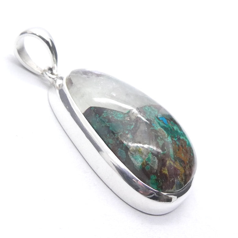 Quantum Quattro Pendant | 925 Sterling Silver | Gem Silica | Dioptase | Malachite | Shattuckite | Evolution | Destiny | Focus | Shamanism | Genuine Gems from Crystal Heart Melbourne Australia since 1986