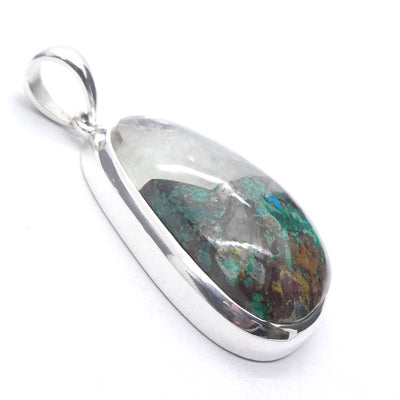 Quantum Quattro Pendant | 925 Sterling Silver | Gem Silica | Dioptase | Malachite | Shattuckite | Evolution | Destiny | Focus | Shamanism | Genuine Gems from Crystal Heart Melbourne Australia since 1986