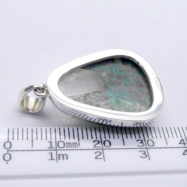 Quantum Quattro Pendant | 925 Sterling Silver | Gem Silica | Dioptase | Malachite | Shattuckite | Evolution | Destiny | Focus | Shamanism | Genuine Gems from Crystal Heart Melbourne Australia since 1986