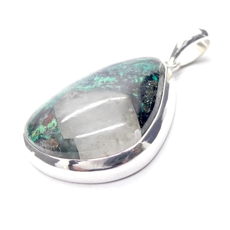 Quantum Quattro Pendant | 925 Sterling Silver | Gem Silica | Dioptase | Malachite | Shattuckite | Evolution | Destiny | Focus | Shamanism | Genuine Gems from Crystal Heart Melbourne Australia since 1986