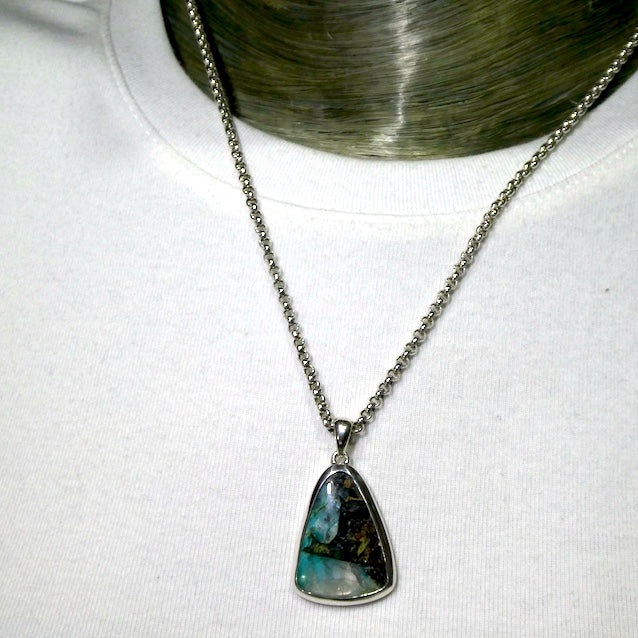 Quantum Quattro Pendant | 925 Sterling Silver | Gem Silica | Dioptase | Malachite | Shattuckite | Evolution | Destiny | Focus | Shamanism | Genuine Gems from Crystal Heart Melbourne Australia since 1986