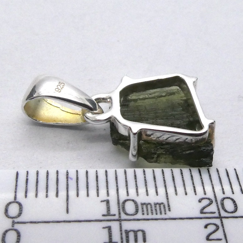Moldavite Pendant | Raw Nugget | 925 Silver | Natural Green Obsidian | Intense Heart Transformation | Genuine Gems from Crystal Heart Melbourne Australia 1986