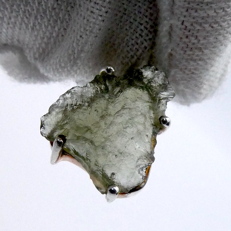 Moldavite Pendant | Raw Nugget | 925 Silver | Natural Green Obsidian | Intense Heart Transformation | Genuine Gems from Crystal Heart Melbourne Australia 1986