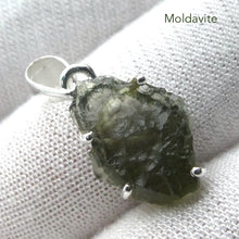 Load image into Gallery viewer, Moldavite Pendant | Raw Nugget | 925 Silver | Natural Green Obsidian | Intense Heart Transformation | Genuine Gems from Crystal Heart Melbourne Australia 1986
