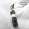 Moldavite over Black Tourmaline Crystal  Pendant | 925 Sterling Silver | Empower Physical | Intense Transformation | Genuine Gems from Crystal Heart Melbourne Australia 1986 