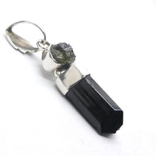 Load image into Gallery viewer, Moldavite over Black Tourmaline Crystal  Pendant | 925 Sterling Silver | Empower Physical | Intense Transformation | Genuine Gems from Crystal Heart Melbourne Australia 1986 